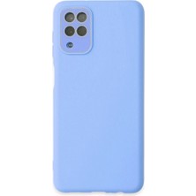 Renas Store Samsung Galaxy A22 Kılıf Lansman Glass Kapak - Mavi