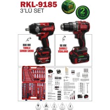 Retools RKL-9185 3’lü Set 800NM Somun Sıkma - 90NM Vidalama ve Lokma Seti