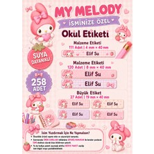 Ceres Studio Okul Etiketi Kalem Defter Isimli Etiket Isim Yazılabilen My Melody Temalı - 258 Adet Özel Yeni Tasarım