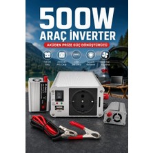 Eco Lounge 500W Fanlı Akü Inverteri 12V Dc Giriş 220V Ac Çıkış USB Portlu Taşınabilir Araç Kullanımı
