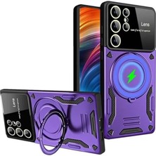 Renas Store Samsung Galaxy S24 Ultra Kılıf Joy Lens Standlı Kapak - Mor