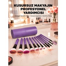 Uravas Store Ergonomik Saplı Fiber Kıllı 12'li Makyaj Fırça Takımı Göz ve Ten Makyajı Için Uygun