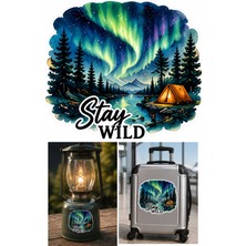 Sticker Usta Kuzey Işıkları Outdoor Sticker  Adventure Camping Off Road Sticker Stay Wild Kamp Temalı Sticker Araba Oto Motosiklet Kask Sticker Etiket Çıkartma 03026