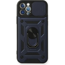 Renas Store Apple iPhone 12 Pro Kılıf Pars Lens Yüzüklü Silikon - Lacivert