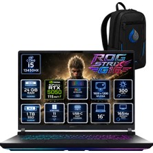 Asus Rog Strix G16 Intel Core I5-13450HX 24 GB Ddr5 1 Tb SSD Rtx 5050 8gb 16'' Wuxga IPS 165Hz Windows 11 Pro Oyuncu Dizüstü Bilgisayar G615JH-N3112RNP06