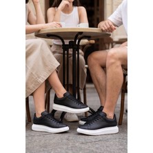 Liarca Liaquenn - Rahat ve Hafif Yüksek Tabanlı Yürüyüş Günlük Spor Giy Çık Unisex Siyah-Beyaz Sneaker Ayakkabı