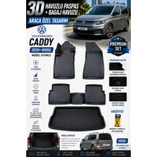 PINUKS Volkswagen Caddy 2020 Model Uyumlu 3D Araca Özel Havuzlu Paspas+Bagaj Havuzu Birebir Uyum-Hediyeli