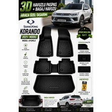 PINUKS Ssangyong Korando 2024 Model Uyumlu 3D Araca Özel Havuzlu Paspas+Bagaj Havuzu Birebir Uyum-Hediyeli