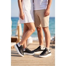 Liarca Liaquenn - Rahat ve Hafif Yüksek Tabanlı Yürüyüş Günlük Spor Giy Çık Unisex Beyaz-Siyah-Beyaz Sneaker Ayakkabı