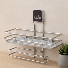 Renas Store Raflı Kağıt Havluluk Metal Siyah-Krom Yapışkanlı