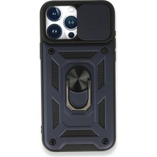Renas Store Apple iPhone 15 Pro Kılıf Pars Lens Yüzüklü Silikon - Lacivert