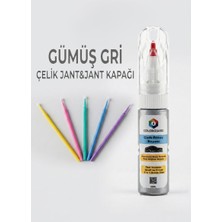 Colorguard Gümüş Gri Çelik Jant-Jant Kapağı Rötuş Boyası ve 5'li Rötuş Çubuğu Hassas Uygulama Seti