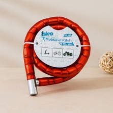 Renas Store Tüp Anahtarlı Çelik Spiral Kilit 22MM x 150CM (Kırmızı)