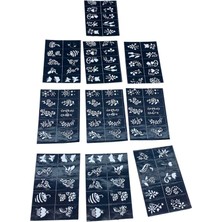 Renas Store Çiçekli 10X14CM Tüp Kına Desen Çıkartma Şablonu 12 Parça