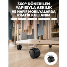 Renas Store 4 cm Kilitsiz Tekerlek Ayak Seti Zemin Koruyucu