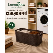 Lorempbox 45 Lt Örgü Desenli Çamaşır Sepeti Kahverengi
