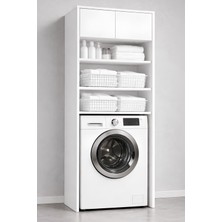Rudu Lavin Çok Amaçlı Banyo Dolabı Düzenleyici 66X65X190 cm 2 Kapaklı 4 Raflı
