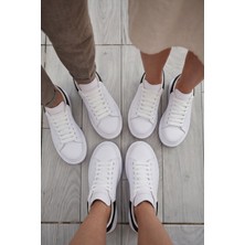 Liarca Liaquenn - Rahat ve Hafif Yüksek Tabanlı Yürüyüş Günlük Spor Giy Çık Unisex Beyaz-Siyah Sneaker Ayakkabı