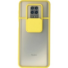 Renas Store Xiaomi Redmi Note 9 Pro Kılıf Palm Buzlu Kamera Sürgülü Silikon - Sarı