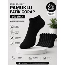 Baff Erkek Pamuklu Düz Siyah Patik Çorap 6'lı Paket 40-44