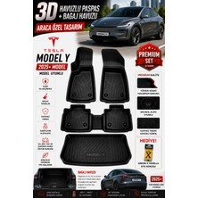 PINUKS Tesla Model Y 2025 Model Uyumlu 3D Araca Özel Havuzlu Paspas+Bagaj Havuzu Birebir Uyum-Hediyeli