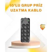 Renas Store 10’lu Çoklu Priz Termal Korumalı USB Type-C Çıkışlı 2500W Uzatma Kablosu