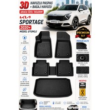 PINUKS Kıa Sportage 2023 Model Uyumlu 3D Araca Özel Havuzlu Paspas+Bagaj Havuzu Birebir Uyum-Hediyeli