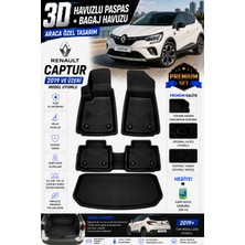 PINUKS Renault Captur 2023 Model Uyumlu 3D Araca Özel Havuzlu Paspas+Bagaj Havuzu Birebir Uyum-Hediyeli
