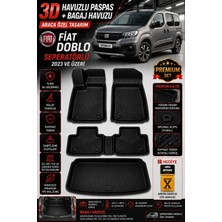 PINUKS Fiat Doblo Seperatörlü 2024 Model Uyumlu 3D Araca Özel Havuzlu Paspas+Bagaj Havuzu Birebir Uyum-Hediyeli