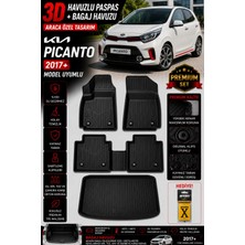 PINUKS Kıa Picanto 2017 Model Uyumlu 3D Araca Özel Havuzlu Paspas+Bagaj Havuzu Birebir Uyum-Hediyeli