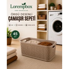 Lorempbox 45 Lt Örgü Desenli Çamaşır Sepeti Bej