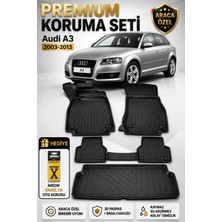 PINUKS Audi A3 2003+2013 Model Uyumlu 3D Araca Özel Havuzlu Paspas+Bagaj Havuzu Birebir Uyum-Hediyeli