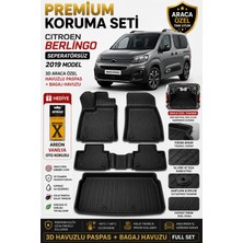 PINUKS Citroen Berlingo Seperatörsüz 2021 Model Uyumlu 3D Araca Özel Havuzlu Paspas+Bagaj Havuzu Birebir Uyum-Hediyeli