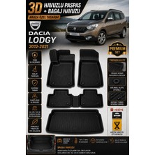 PINUKS Dacıa Lodgy 2012 Model Uyumlu 3D Araca Özel Havuzlu Paspas+Bagaj Havuzu Birebir Uyum-Hediyeli