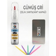 Colorguard Gümüş Gri Çelik Jant-Jant Kapağı Rötuş Seti - 2 Si 1 Arada Iğne ve Fırça Uçlu Şişe, Rötuş Çeliği ve Rötuş Çubuğu