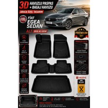 PINUKS Fiat Egea Sedan Alt 2025 Model Uyumlu 3D Araca Özel Havuzlu Paspas+Bagaj Havuzu Birebir Uyum-Hediyeli