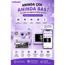 Vothoon Çocuk Anında Baskılı Fotoğraf Makinesi 16MP Dijital Kamera 1080P Video Wifi Telefon Destekli