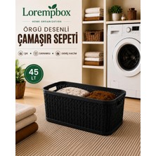 Lorempbox 45 Lt Örgü Desenli Çamaşır Sepeti Siyah