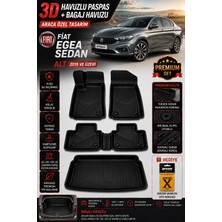 Solveks Fiat Egea Sedan Alt 2020 Model Uyumlu 3D Araca Özel Havuzlu Paspas+Bagaj Havuzu Birebir Uyum-Hediyeli