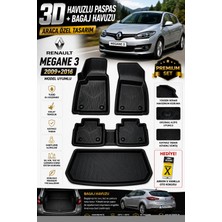 Solveks Renault Megane 3 2012 Model Uyumlu 3D Araca Özel Havuzlu Paspas+Bagaj Havuzu Birebir Uyum-Hediyeli