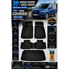 Solveks Ford Courier 2024 Model Uyumlu 3D Araca Özel Havuzlu Paspas+Bagaj Havuzu Birebir Uyum-Hediyeli