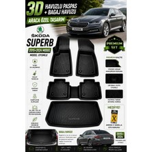 Solveks Skoda Superb 2015+2024 Model Uyumlu 3D Araca Özel Havuzlu Paspas+Bagaj Havuzu Birebir Uyum-Hediyeli