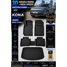 Solveks Hyundai Kona Elektrikli 2025 Model Uyumlu 3D Araca Özel Havuzlu Paspas+Bagaj Havuzu Birebir Uyum-Hediyeli