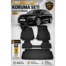Solveks Audi A3 Sedan 2020+ Model Uyumlu 3D Araca Özel Havuzlu Paspas+Bagaj Havuzu Birebir Uyum-Hediyeli