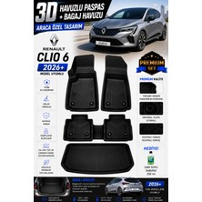 Solveks Renault Clio 6 2026 Model Uyumlu 3D Araca Özel Havuzlu Paspas+Bagaj Havuzu Birebir Uyum-Hediyeli