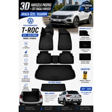 Solveks Volkswagen T-Roc Ust 2023 Model Uyumlu 3D Araca Özel Havuzlu Paspas+Bagaj Havuzu Birebir Uyum-Hediyeli