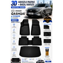 Solveks Nissan Qashqai E-Power Ust 2025 Model Uyumlu 3D Araca Özel Havuzlu Paspas+Bagaj Havuzu Birebir Uyum-Hediyeli