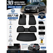 Solveks Volkswagen Golf 7 Hb Ust 2015 Model Uyumlu 3D Araca Özel Havuzlu Paspas+Bagaj Havuzu Birebir Uyum-Hediyeli