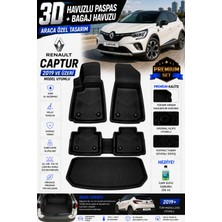Solveks Renault Captur 2019 Model Uyumlu 3D Araca Özel Havuzlu Paspas+Bagaj Havuzu Birebir Uyum-Hediyeli