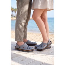 Liarca Easystep - Gri Siyah Turuncu Unisex Hafif Eva Sabo Terlik, Ergonomik Tabanlı Nefes Alabilen Islak Zemin Uyumlu Kemerli Hastane, Plaj, Ev ve Günlük Kullanım Terliği - Clog Sandalet